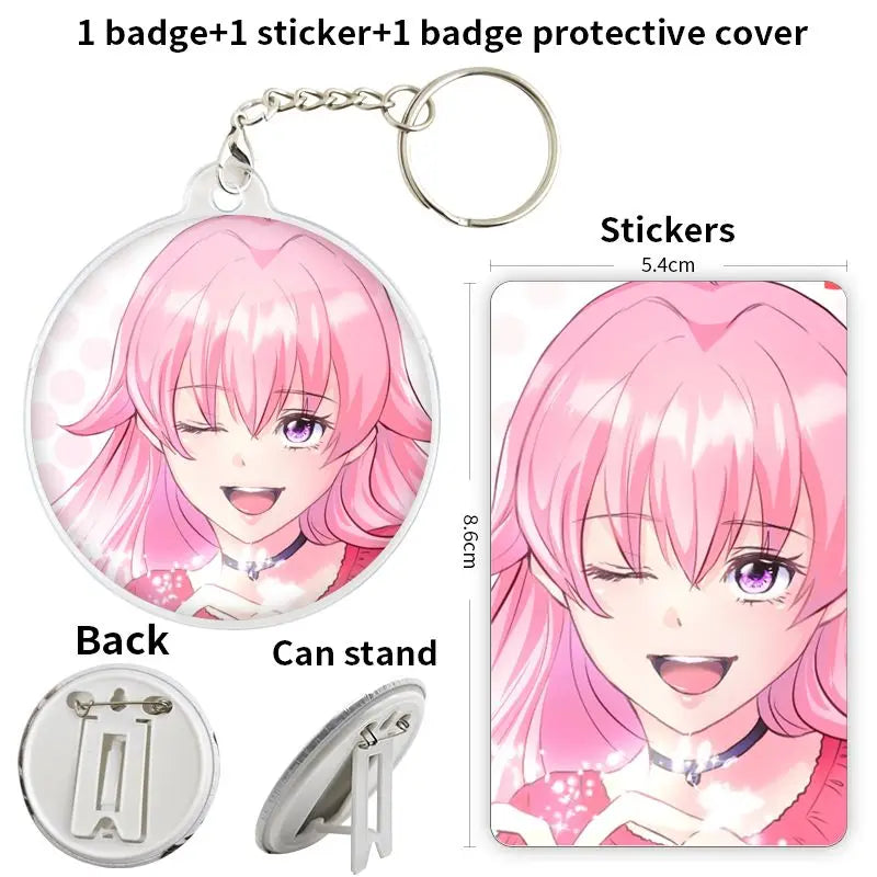 Witch Watch Nico Wakatsuki Magic Broom Sticker, Keychain and Badge Set
